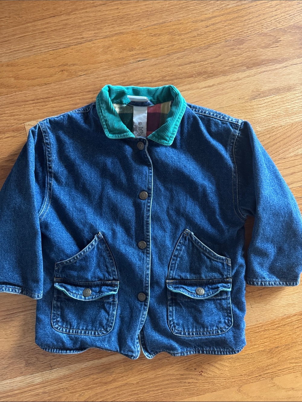 Circo Blue Denim Jacket with Green Corduroy Collar Chore coat cotton